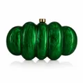 Emerald green acrylic clutch bag with marble texture and golden clasp for evening parties - Green