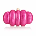 Pink marble acrylic evening clutch bag with wave design and gold metal clasp - Rose Red