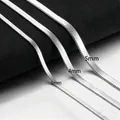 Flat stainless steel snake bone chain necklaces in 3mm 4mm and 5mm width options - 3mm / 45cm