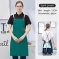 Waterproof light green canvas apron with multi-pockets and cross-back straps design - A11 Style/Cross Back / Light Green