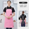 Pink waterproof canvas apron with adjustable leather straps and dual front pockets - A11 Style/Cross Back / Pink