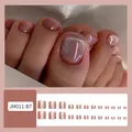 Press-on toenails in dusty rose cat eye effect with metallic luster, 24 pieces set - JM011-B7 Pink Cat Eye Effect