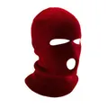 Three-hole knitted winter balaclava mask in bright red for windproof face protection - 3-Hole Knit / Dark Red