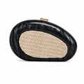 Chic marble acrylic clutch bag with woven straw panels and gold clasp for evening wedding - Black