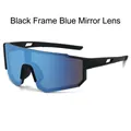 Outdoor cycling sunglasses with black matte frame and blue mercury coated lenses - Black Frame Blue Mercury Lens