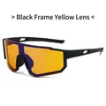 Outdoor sports cycling sunglasses with black matte frame and colorful orange yellow lenses - Black Frame Yellow Lens