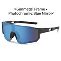 Outdoor sports sunglasses with gunmetal frame and blue mirrored wraparound lens - Gunmetal Frame Blue Mirror Lens