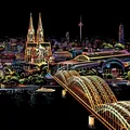 Rainbow scratch art of Cologne Cathedral and Hohenzollern Bridge night view kit - Cologne Cathedral