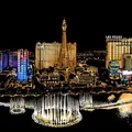 Las Vegas city night view scratch art kit with vibrant neon gold and blue metallic lines - Las Vegas