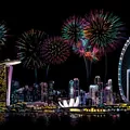 Rainbow fireworks over Singapore night skyline scratch art creative painting kit - Singapore