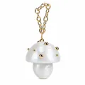Close-up of pearl white mushroom evening bag with gold chain and studded details - White