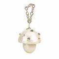 Detail of mushroom shaped acrylic evening bag with pearl texture and gold beads - Milky White