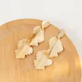 Golden multi-layered shell-shaped earrings with pleated metal texture and vintage finish - E685-1 Multi-Layer Fan Shell Style / Gold