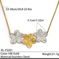 Collana con ciondolo a tre fiori in oro 18 carati e argento con catena box regolabile - Pendente a Triplo Fiore/Acciaio Inossidabile / Oro e Argento