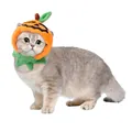 Funny Halloween pumpkin pet headwear with green leaves for cats and small dogs - Expression Pumpkin Hat
