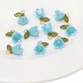 Blue lily of the valley acrylic flower charms for DIY handmade jewelry and necklaces - Fantasy Blue