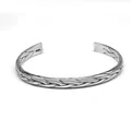 Vintage Viking style S925 sterling silver woven cuff bracelet with adjustable opening - Twisted Rope Style / Ancient Silver - Cross
