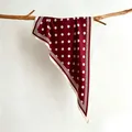 Deep red silk scarf with white polka dots hanging on a natural wooden branch - 88*136*64cm / Red