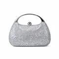 Sac de soirée argenté orné de strass brillants avec poignée en métal poli - Argenté