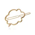 Detailed close-up of golden cloud-shaped hollow metal hair clip with polished finish - Gold