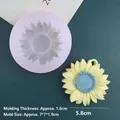Sunflower silicone mold with size specs for chocolate, mousse, and candle making - Sunflower With Hole / Translucent