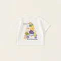 White cotton kids T-shirt featuring colorful cartoon character art on the back - 80 / White