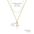 Gold letter Z pendant necklace with sparkling cubic zirconia and 40+7cm adjustable chain - Gold - Letter Z (Zircon Inlaid)