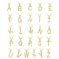 26 English alphabet pendants in gold bamboo style texture on minimalist link chains - Gold A-Z Full Letter Set (Bamboo Texture)