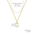 Gouden ketting met letter C hanger en zirkonia inclusief afmetingen weergave - Goud - Letter C (Ingelegd met Zirkoon)