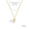 Gold tone letter F necklace with pavé cubic zirconia pendant and measurements - Gold - Letter F (Zircon Inlaid)
