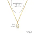 Gold plated necklace featuring a zircon paved uppercase G pendant with size dimensions - Gold - Letter G (Zircon Inlaid)