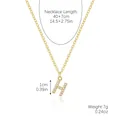 Gold-tone necklace featuring a crystal-encrusted letter H pendant with a slim link chain - Gold - Letter H (Zircon Inlaid)
