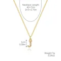 Gold letter J pendant necklace with zircon stones, measuring 40+7cm in length - Gold - Letter J (Zircon Inlaid)