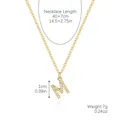 Golden M initial pendant necklace with cubic zirconia, length 40+7cm and weight 7g - Gold - Letter M (Zircon Inlaid)