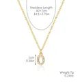 Gold letter O pendant necklace with zircon stones and adjustable chain length measurements - Gold - Letter O (Zircon Inlaid)