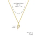 Gold letter P pendant necklace with sparkling cubic zirconia on a dainty chain - Gold - Letter P (Zircon Inlaid)