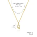 Elegant gold letter Q pendant necklace with clear zircon stones on a thin chain - Gold - Letter Q (Zircon Inlaid)