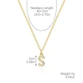 Golden necklace featuring a cubic zirconia inlaid letter S pendant with 40+7cm chain - Gold - Letter S (Zircon Inlaid)