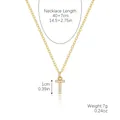 Minimalist gold letter T necklace with zircon pavé pendant on a slim chain - Gold - Letter T (Zircon Inlaid)