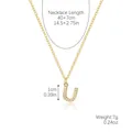 Gold letter U pendant necklace with zircon stones and adjustable chain dimensions - Gold - Letter U (Zircon Inlaid)