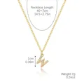 Golden necklace with cubic zirconia letter W pendant and 40+7cm adjustable chain link - Gold - Letter W (Zircon Inlaid)