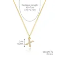 Gold pendant necklace featuring a zircon letter X charm with 40+7cm chain measurements - Gold - Letter X (Zircon Inlaid)