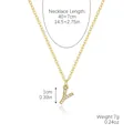 Gold letter Y pendant necklace with cubic zirconia, 40+7cm chain and 1cm size details - Gold - Letter Y (Zircon Inlaid)