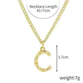 Gold letter C pendant necklace with bamboo texture and adjustable chain 41+7cm - Gold - Letter C (Bamboo Texture)