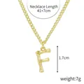Gold letter F pendant necklace with bamboo texture and clear size measurements - Gold - Letter F (Bamboo Texture)