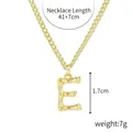 Golden bamboo textured letter E pendant necklace with 41+7cm adjustable chain length - Gold - Letter E (Bamboo Texture)