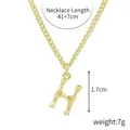 Golden necklace featuring a bamboo texture capital letter H pendant and curb chain - Gold - Letter H (Bamboo Texture)