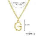 Gold pendant necklace with zircon-encrusted capital letter G in bamboo texture design - Gold - Letter G (Bamboo Texture)