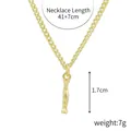Gold tone pendant necklace featuring irregular texture design with 41+7cm chain - Gold - Letter I (Bamboo Texture)