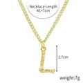 Golden necklace with letter L pendant featuring bamboo texture and cubic zirconia - Gold - Letter L (Bamboo Texture)